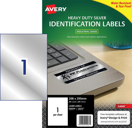 Avery Durable Metallic Heavy Duty Labels L6013 199.6 x 289.1mm 20 Pack - image 1