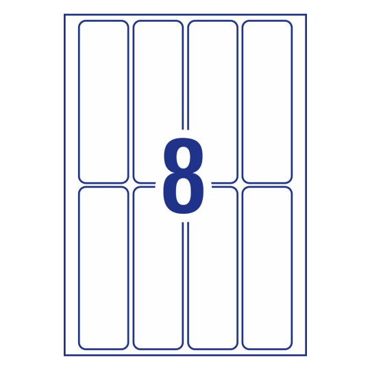 Avery 41444 white erasable multi-use removable labels, A6 sheet, 73 x 22.2mm, pack of 24