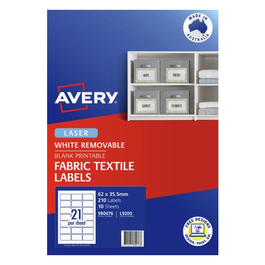 Avery 980076 printable fabric textile labels, 62 x 35.5mm