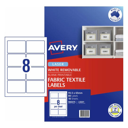Avery 980075 printable fabric textile labels, 95.5 x 65mm