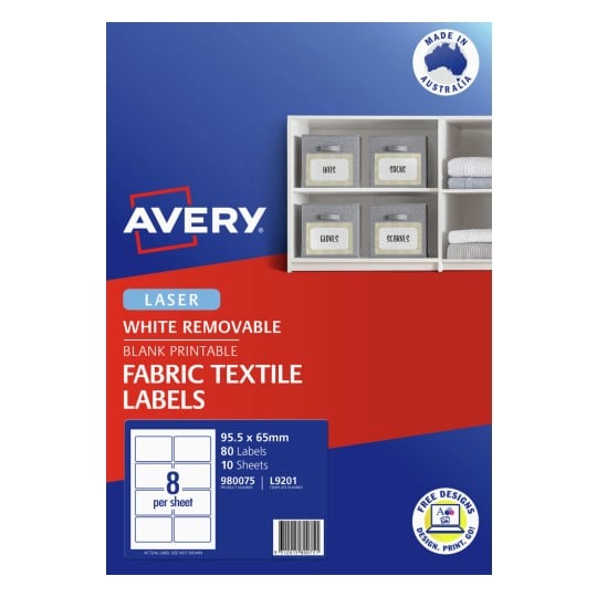 Avery 980075 printable fabric textile labels, 95.5 x 65mm