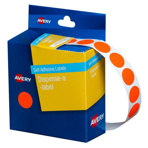 Avery Fluoro Red Circle Dispenser Labels 14mm 700 Pack - image 1
