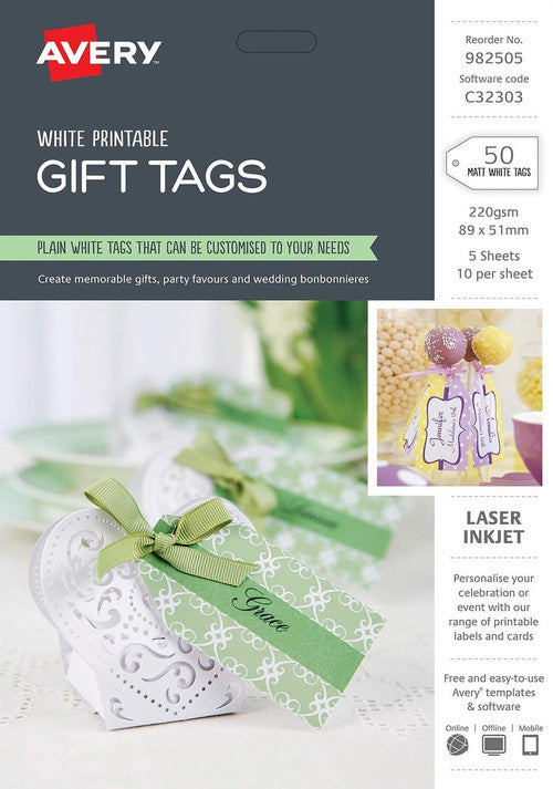 Avery Gift Tags C32303 50 Pack 89 x 51mm 10UP - image 3