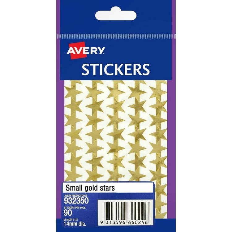 Avery Gold Multi-Purpose Stickers 932350 Small Stars Pack 90 | Culturally resonant achievement symbols for classrooms, offices and celebrations