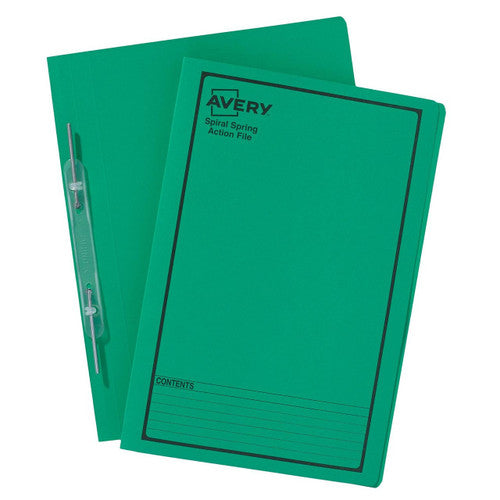 Avery Green Spiral Spring Action File Black Print Foolscap 25 Pack - image 1