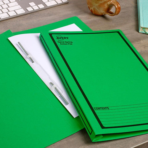 Avery Green Spiral Spring Action File Black Print Foolscap 25 Pack - image 2