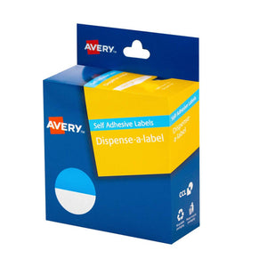 Avery Half Blue and White Circle Dispenser Labels 937277 24mm 300 Pack | Two-tone split design for dual-colour dot identification in colour-coded systems