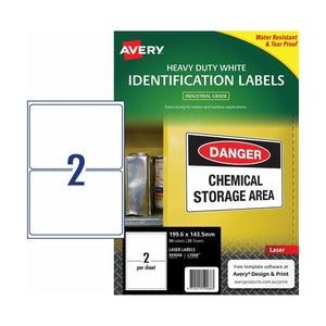 Avery Durable Heavy Duty Labels 959068 L7068 100 Labels 199.6x143.5mm 2-Up | Half-page heavy duty label for large outdoor equipment