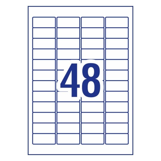 Dimension diagram of the Avery heavy duty label measuring 45.7 x 21.2mm for laser printing