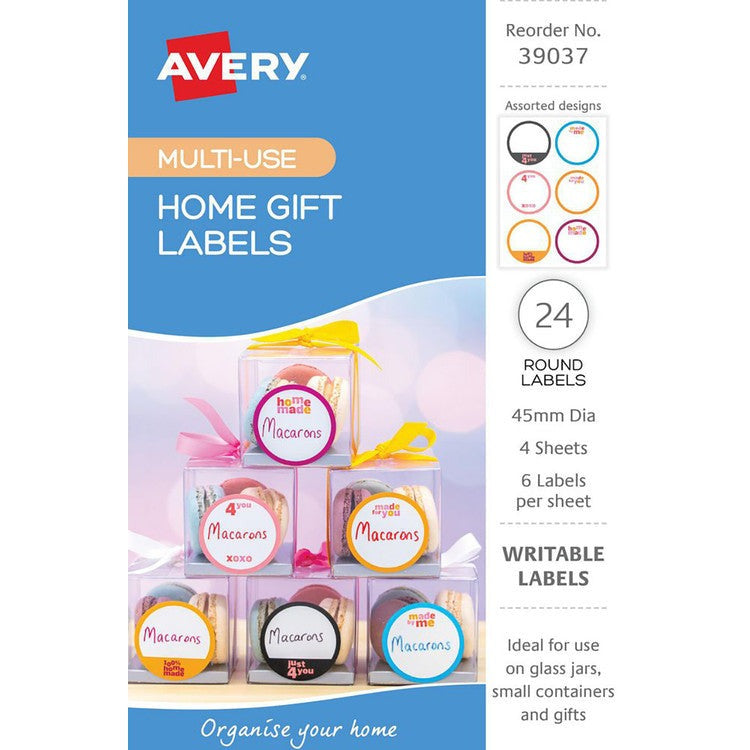 Avery Home Gift Labels Round 45mm Assorted Colours 4 Pack 6UP - image 2