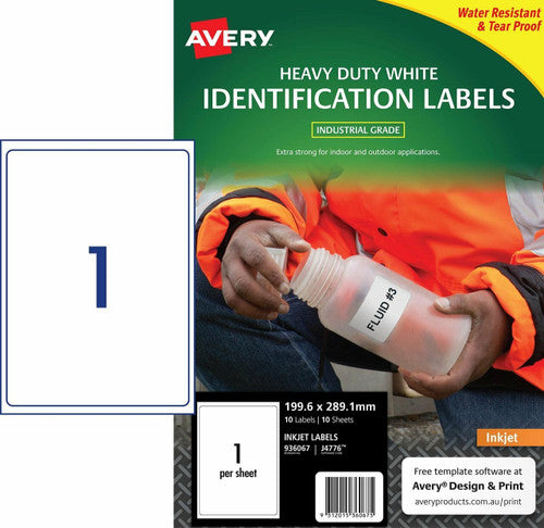 Avery J4776 Durable Heavy Duty Labels 199.6 x 289.1mm 10 Pack - image 1