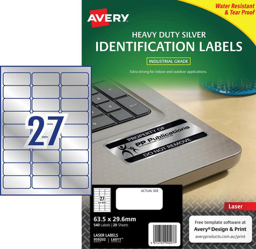 Avery L6011 Durable Metallic Heavy Duty Labels 63.5x29.6mm 540 Pack - image 1