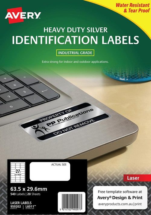 Avery L6011 Durable Metallic Heavy Duty Labels 63.5x29.6mm 540 Pack - image 3