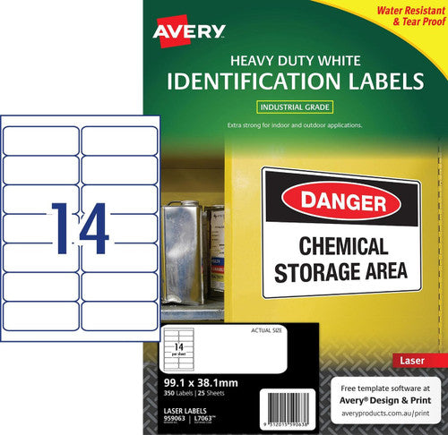 Avery L7063 Durable Heavy Duty Labels 99.1 x 38.1mm 350 Pack - image 1