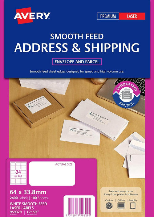 Avery L7159 White Address Labels 64x33.8mm 2400 Pack 24UP - image 3
