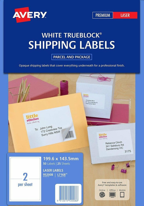 Avery L7168 TrueBlock Shipping Labels 199.6 x 143.5mm 25 Pack - image 3