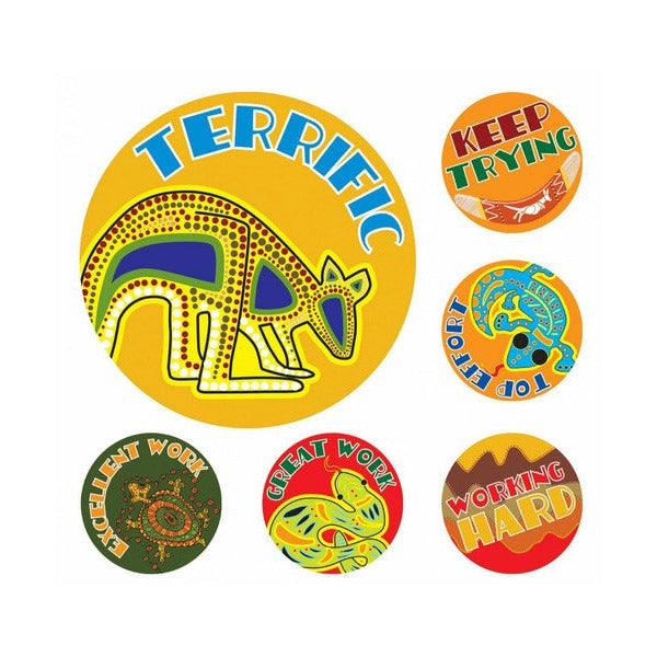 Avery Merit Stickers 69605 Aussie Art Pack 96 | Australian-themed reward stickers for classroom achievement and positive behaviour