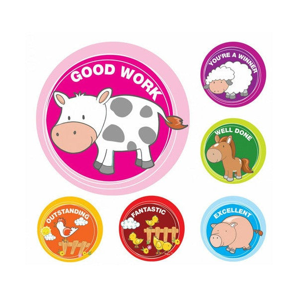 Avery Merit Stickers 69604 Farm Animals Pack 96 | Engaging animal designs for early learner classroom and home reward systems