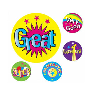 Avery Merit Stickers 69623 Multi Captions 22mm Assorted Colours Pack 200 | Text-based reward recognition for classrooms and home learning