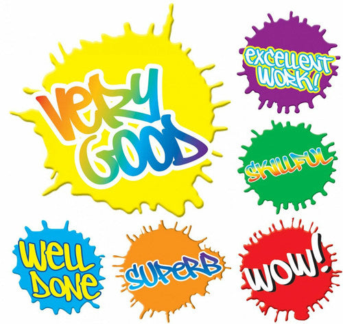 Avery Merit Stickers 69614 Paint Splats Pack 96 | Bright reward stickers for classroom achievement and positive behaviour recognition