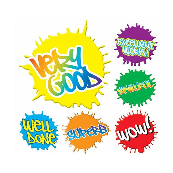 Avery Merit Stickers 69614 Paint Splats Pack 96 | Bright reward stickers for classroom achievement and positive behaviour recognition