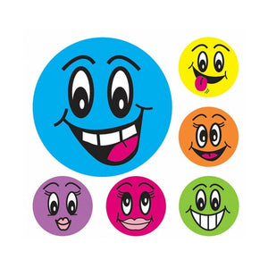 Avery Merit Stickers 69619 Smiley Face 43mm Assorted Colours Pack 102 | Large-format universal reward symbol for notice boards and class displays