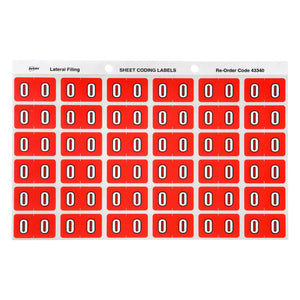 Avery Numeric 0 Side Tab Labels 43340 25x38mm 180 Pack | Smaller format for numeric colour-coded filing system top-up
