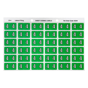 Avery Numeric 4 Side Tab Labels 43344 25x38mm 180 Pack | Smaller format for numeric colour-coded filing system top-up