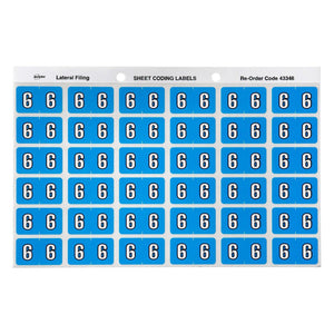 Avery Numeric 6 Side Tab Labels 43346 25x38mm 180 Pack | Smaller format for numeric colour-coded filing system top-up