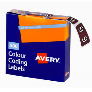 Avery Numeric 9 Side Tab Colour Coding Labels 43249 25x38mm 500 Box | Completes the 0-9 set for colour-coded numeric lateral filing