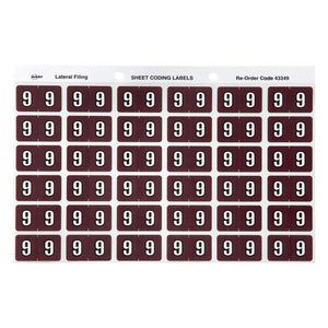 Avery Numeric 9 Side Tab Labels 43349 25x38mm 180 Pack | Completes the 0-9 set for smaller volume numeric colour-coded filing