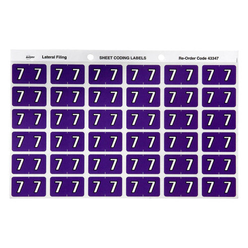 Avery Numeric 7 Side Tab Colour Coding Labels 25 x 38mm 180 Pack - image 1