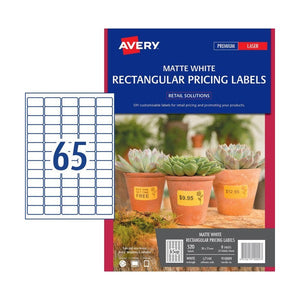 Avery Matte White Rectangular Pricing Labels 910009 L7144 520 Pack 38x21mm 65-Up | High-yield retail pricing for products, crafts and promotions