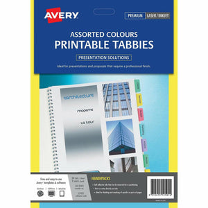 Avery Multi-Coloured Printable Tabbies 5412501 48 Tabs | Print custom text on self-adhesive tabs for colour-coded binder indexing
