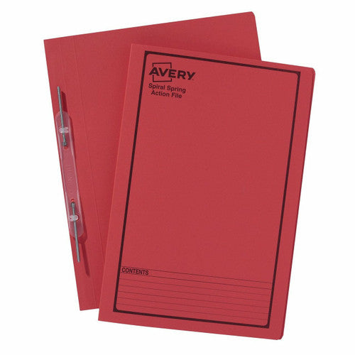 Avery Red Spiral Spring Action File Black Print Foolscap 25 Pack - image 1