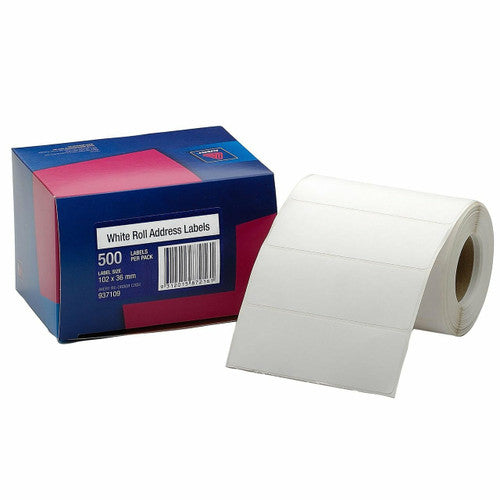 Avery White Roll Address Labels 937109 102x36mm 500 Roll | Full-width compact address label for parcel and courier labelling