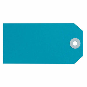 Avery 14552 Size 4 blue shipping tag 108 x 54mm in box of 50 showing calm blue colour with reinforced metal eyelet for selective zone routing and low-volume use