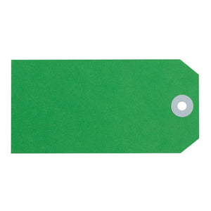 Avery 15130 Size 5 green shipping tag 120 x 60mm showing large format tag with distinctive green colour and reinforced metal eyelet, box of 1000 for colour-coded pallet and heavy freight