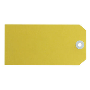 Avery 16140 Size 6 yellow shipping tag 134 x 67mm showing large format tag with high-visibility yellow colour and reinforced metal eyelet, box of 1000 for priority and caution freight coding