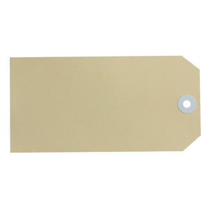 Avery 17000 Size 7 buff shipping tag 146 x 73mm showing large intermediate-format tag with reinforced metal eyelet and dual-sided manilla board surface, box of 1000