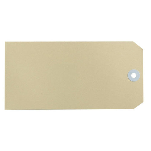 Avery 18000 Size 8 buff shipping tag 160 x 80mm showing maximum-format neutral buff tag with reinforced metal eyelet and rigid manilla board surface, box of 1000 for heavy freight