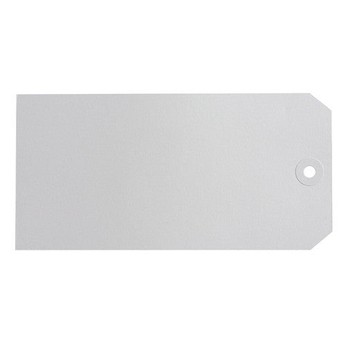 Avery 18160 Size 8 white shipping tag 160 x 80mm showing maximum-format tag with clean white surface for maximum print and barcode contrast with reinforced metal eyelet, box of 1000