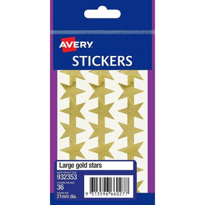 Avery Gold Large Star Stickers 932353 Pack 36 | The classic high-achievement symbol in the most visually impactful size for awards and presentations
