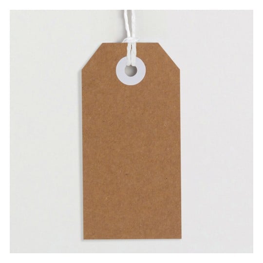 Avery 13200KT kraft brown tags with string, retail clip strip of 12 packs