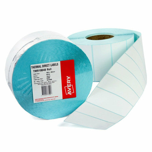 Avery White Thermal Labels 937500 TMR10048 3000 Roll 100x48mm | Highest-volume thermal roll for continuous high-throughput dispatch and date coding