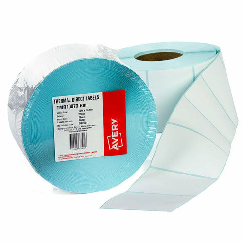 Avery White Thermal Labels 937501 TMR10073 2000 Roll 100x73mm | Standard Australian courier label format for high-volume parcel dispatch