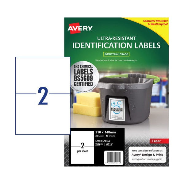 Avery Ultra Heavy Duty Labels 959245 L7916 210x148mm A5 10pk 2-Up | Large A5-format ultra heavy duty label for outdoor asset identification
