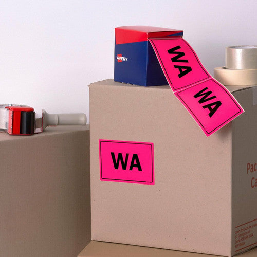 Avery WA Fluoro Pink Labels 100 x 150.4mm 500 Per Roll - image 2
