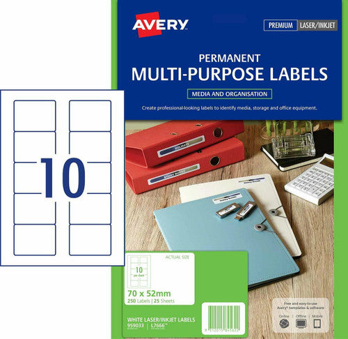 Avery White 3.5 Inch Diskette Wraparound Labels L7666 250 Pack - image 1