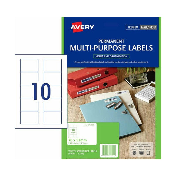 Avery White 3.5 Inch Diskette Wraparound Labels L7666 250 Pack - image 1